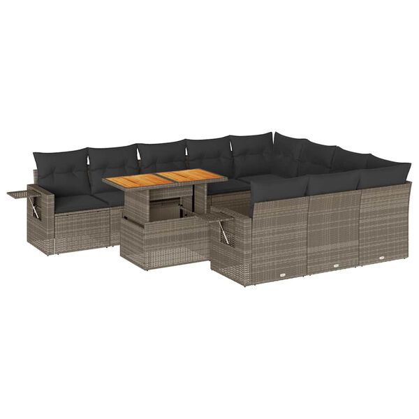 vidaXL 11d&iacute;ln&aacute; zahradn&iacute; sedac&iacute; souprava s podu&scaron;kami &scaron;ed&aacute; polyratan