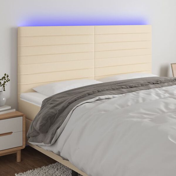 vidaXL Čelo postele s LED kr&eacute;mov&aacute; 200x5x118/128 cm textil