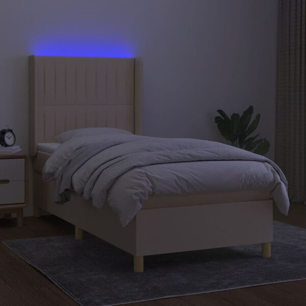 vidaXL Box spring postel s matrac&iacute; a LED kr&eacute;mov&aacute; 100x200 cm textil