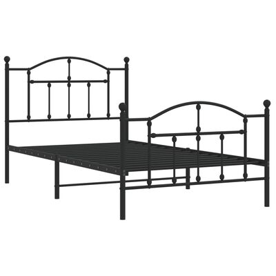 vidaXL Kovový rám postele s hlavovým a nožním čelem černý 100 x 190 cm
