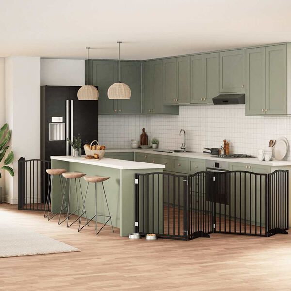 vidaXL Z&aacute;brana pro psy s dv&iacute;řky skl&aacute;dac&iacute; 6 panelů čern&aacute; 480 cm topol