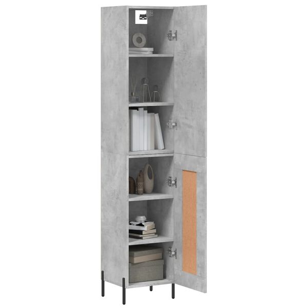 vidaXL Skř&iacute;ň highboard betonově &scaron;ed&aacute; 34,5x34x180 cm kompozitn&iacute; dřevo