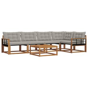 vidaXL Venkovn&iacute; pohovkov&aacute; souprava 6 pcs Př&iacute;rodn&iacute; a světle &scaron;ed&aacute;