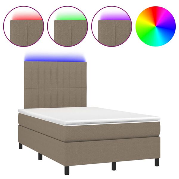 vidaXL Box spring postel s matrac&iacute; a LED taupe 120x190 cm textil