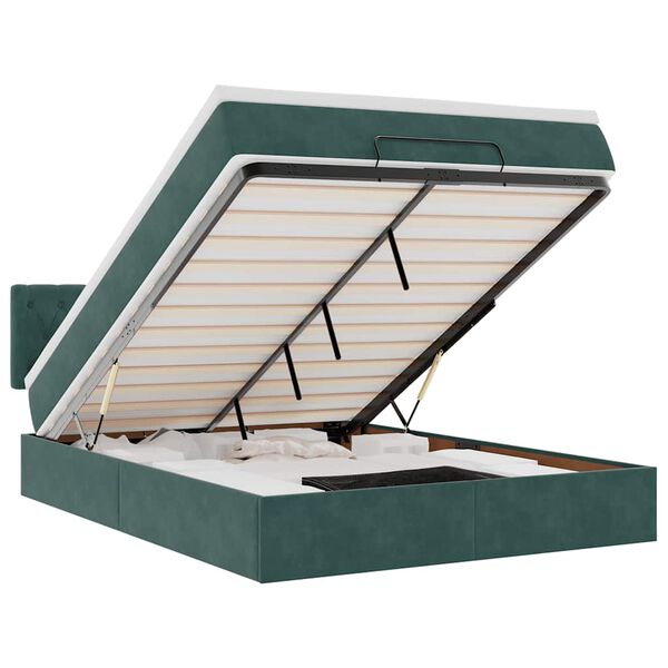 vidaXL Osmansk&yacute; r&aacute;m postele s matrac&iacute; tmavě zelen&aacute; 140x190cm samet