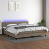 vidaXL Box spring postel s matrac&iacute; a LED taupe 200x200 cm textil