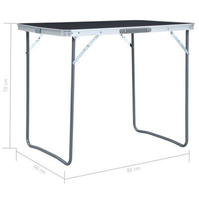 vidaXL Skládací kempingový stůl s kovovým rámem 80 x 60 cm šedý