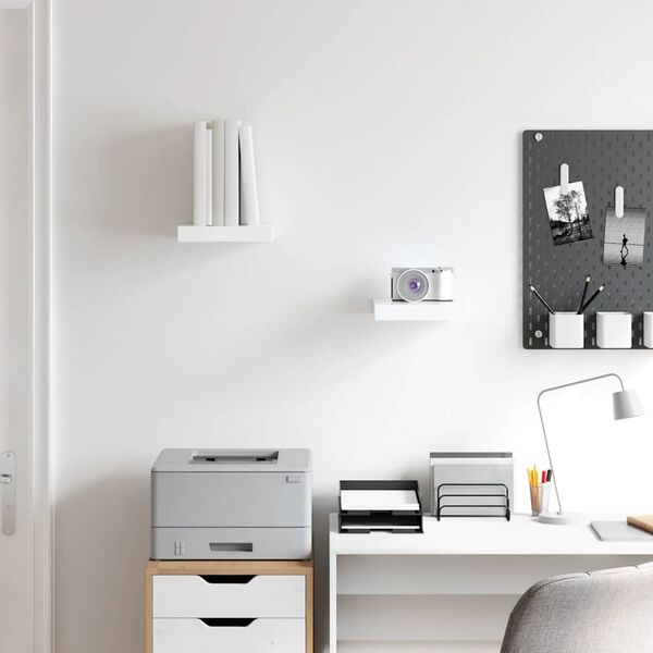 vidaXL Plovouc&iacute; n&aacute;stěnn&eacute; police 2 ks leskl&eacute; b&iacute;l&eacute; 23x23,5x3,8 cm MDF