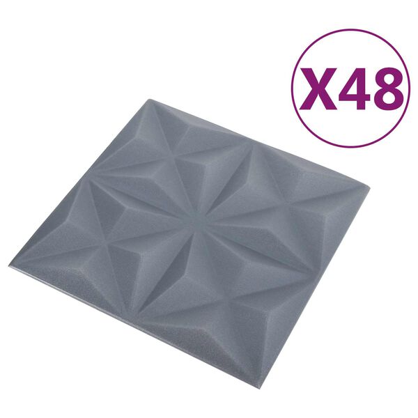 vidaXL N&aacute;stěnn&eacute; panely 48 pcs Origami &scaron;ed&aacute; 50 x 50 cm XPS pěna