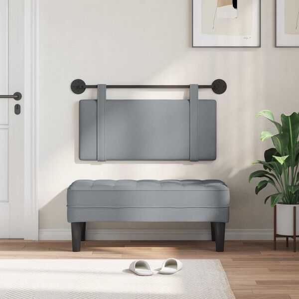 vidaXL Z&aacute;věsn&aacute; čeln&iacute; deska N&aacute;stěnn&yacute; Světle &scaron;ed&aacute; 100 x 55 x 5 cm textil