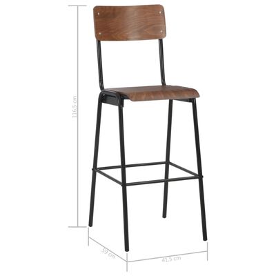 vidaXL Barové stoličky 2 ks hnědé masivní překližka a ocel