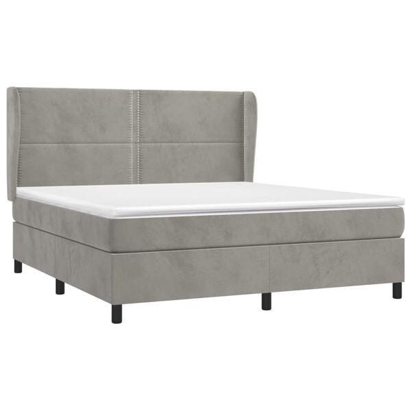 vidaXL Box spring postel s matrac&iacute; světle &scaron;ed&aacute; 180x200 cm samet