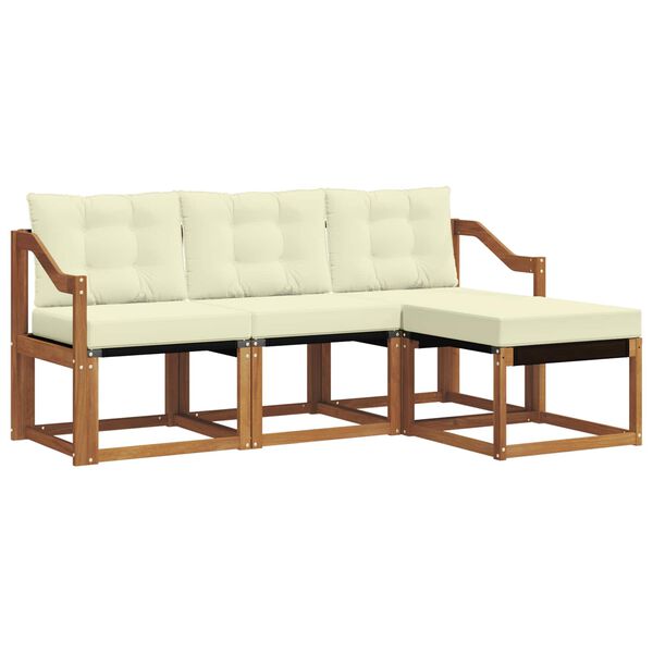 vidaXL Venkovn&iacute; pohovkov&aacute; souprava 4 pcs Přirozen&aacute; a Kr&eacute;mov&aacute;