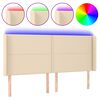vidaXL Čelo postele s LED kr&eacute;mov&eacute; 183 x 16 x 118/128 cm textil