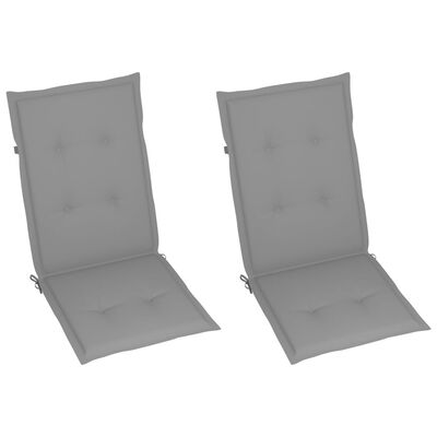 vidaXL Zahradní židle 2 ks s šedými poduškami masivní teak
