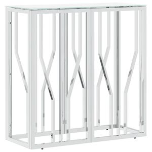 vidaXL Konzolov&yacute; stůl stř&iacute;brn&yacute; 70 x 30 x 70 cm nerezov&aacute; ocel a sklo