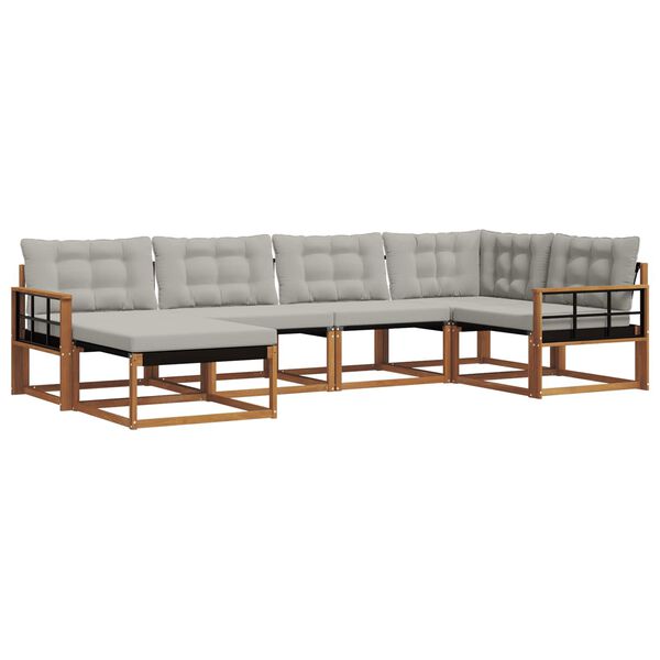 vidaXL Venkovn&iacute; pohovkov&aacute; souprava 6 pcs Př&iacute;rodn&iacute; a světle &scaron;ed&aacute;