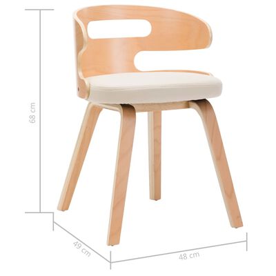 vidaXL Jídelní židle 2 ks krémové ohýbané dřevo a umělá kůže