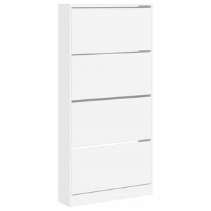vidaXL Botn&iacute;k se 4 v&yacute;klopn&yacute;mi z&aacute;suvkami b&iacute;l&yacute; 80 x 21 x 163,5 cm
