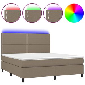 vidaXL Box spring postel s matrac&iacute; a LED taupe 180x200 cm textil