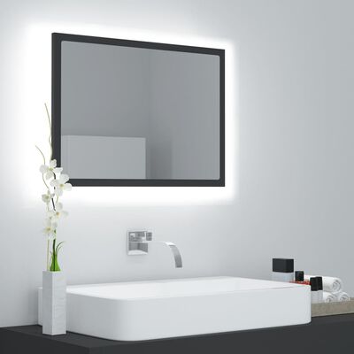 vidaXL LED koupelnové zrcadlo šedé 60 x 8,5 x 37 cm akrylové