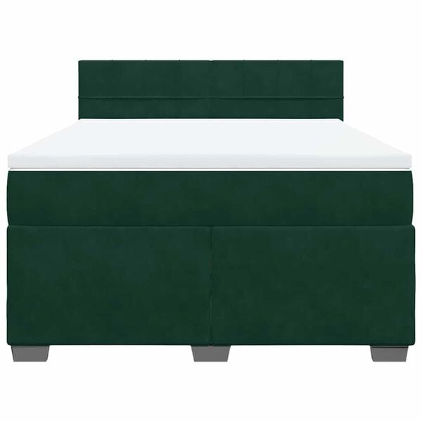 vidaXL Box spring postel s matrac&iacute; tmavě zelen&aacute; 140x190 cm samet