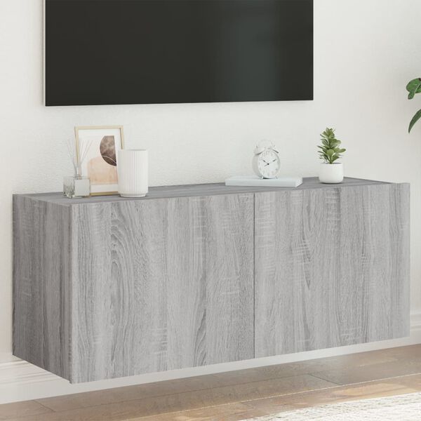 vidaXL N&aacute;stěnn&aacute; TV skř&iacute;ňka s LED osvětlen&iacute;m &scaron;ed&aacute; sonoma 100x35x41 cm