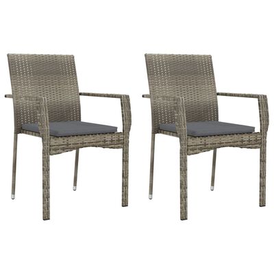 vidaXL Zahradní židle s poduškami 2 ks polyratan šedé