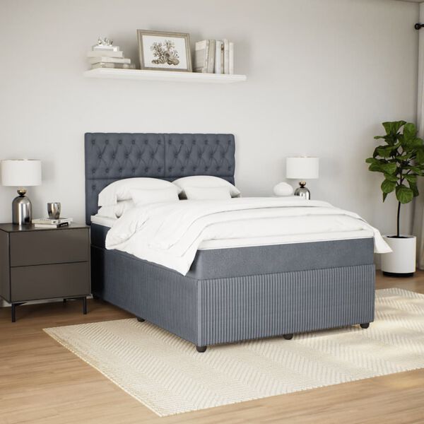 vidaXL Box spring postel s matrac&iacute; tmavě &scaron;ed&aacute; 160x200 cm samet