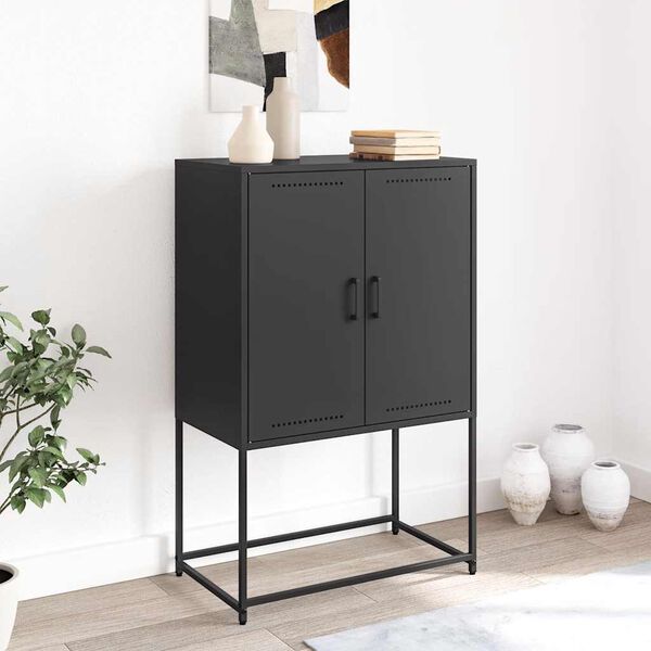 vidaXL Skř&iacute;ň highboard čern&aacute; 68,5 x 38,5 x 107 cm ocel