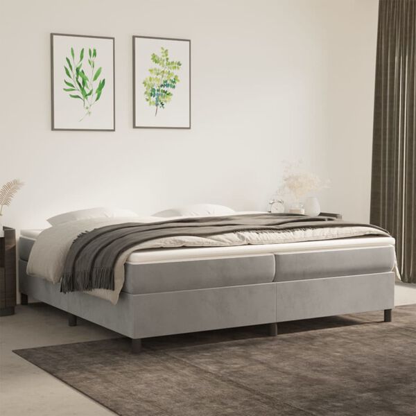 vidaXL Box spring postel s matrac&iacute; světle &scaron;ed&aacute; 200x200 cm samet