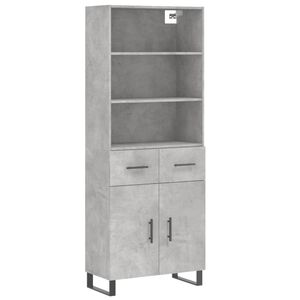 vidaXL Skř&iacute;ň highboard betonově &scaron;ed&aacute; 69,5x34x180 cm kompozitn&iacute; dřevo