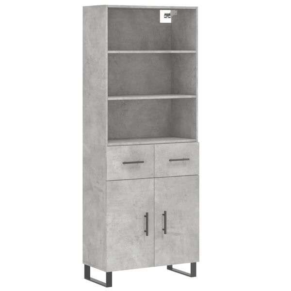 vidaXL Skř&iacute;ň highboard betonově &scaron;ed&aacute; 69,5x34x180 cm kompozitn&iacute; dřevo