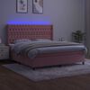 vidaXL Box spring postel s matrac&iacute; a LED růžov&aacute; 180x200 cm samet