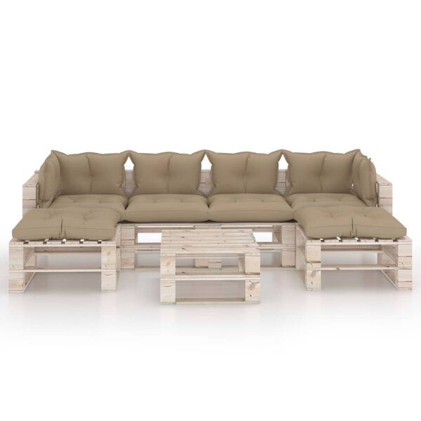 vidaXL 7d&iacute;ln&aacute; zahradn&iacute; sedac&iacute; souprava z palet s podu&scaron;kami borovice