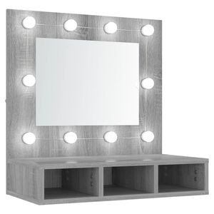 vidaXL Zrcadlov&aacute; skř&iacute;ňka s LED &scaron;ed&aacute; sonoma 60 x 31,5 x 62 cm