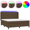 vidaXL Box spring postel s matrac&iacute; a LED tmavě hněd&aacute; 180x200 cm textil