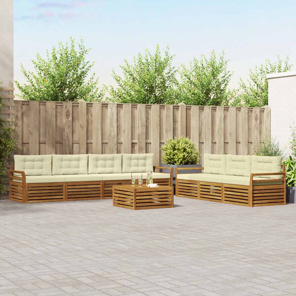 vidaXL Venkovn&iacute; pohovkov&aacute; souprava 8 pcs Přirozen&aacute; a Kr&eacute;mov&aacute;