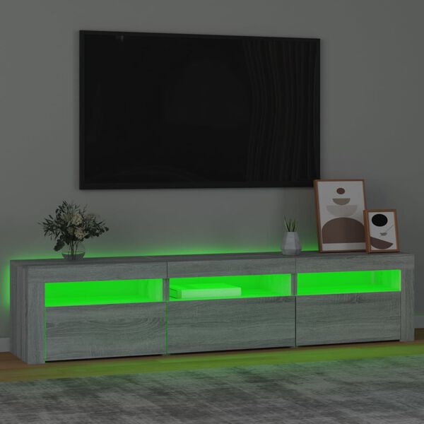 vidaXL TV skř&iacute;ňka s LED osvětlen&iacute;m &scaron;ed&aacute; sonoma 180x35x40 cm