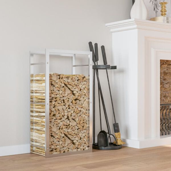 vidaXL Stojan na palivov&eacute; dřevo 80x28x154 cm nerezov&aacute; ocel