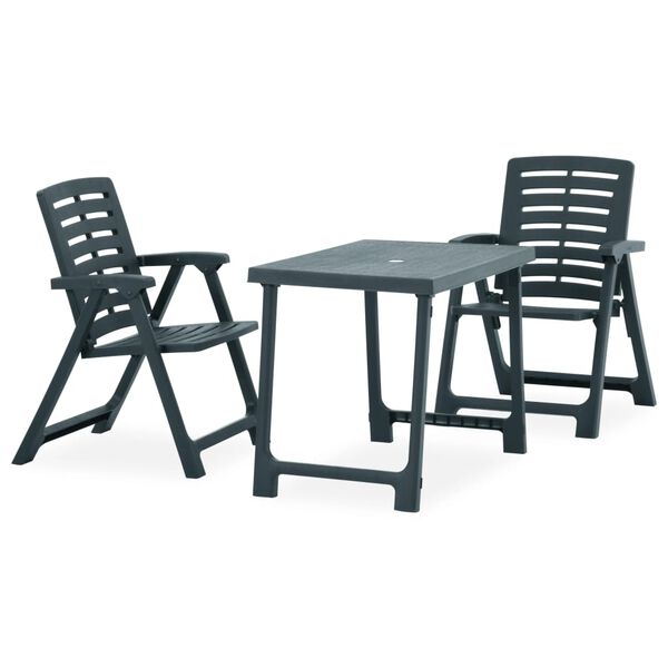 vidaXL 3d&iacute;ln&yacute; skl&aacute;dac&iacute; bistro set plastov&yacute; zelen&yacute;