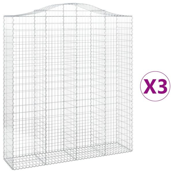vidaXL Klenut&eacute; gabionov&eacute; ko&scaron;e 3 ks 200x50x220/240cm pozinkovan&eacute; železo