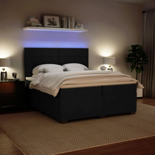vidaXL Box spring postel s matrac&iacute; čern&aacute; 200x200 cm samet