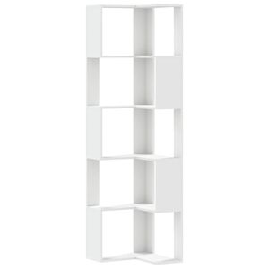 vidaXL Rohov&aacute; 5patrov&aacute; knihovna b&iacute;l&aacute; 50 x 50 x 179 cm kompozitn&iacute; dřevo