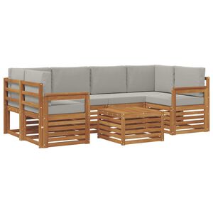 vidaXL Venkovn&iacute; pohovkov&aacute; souprava 7 pcs Př&iacute;rodn&iacute; a světle &scaron;ed&aacute;