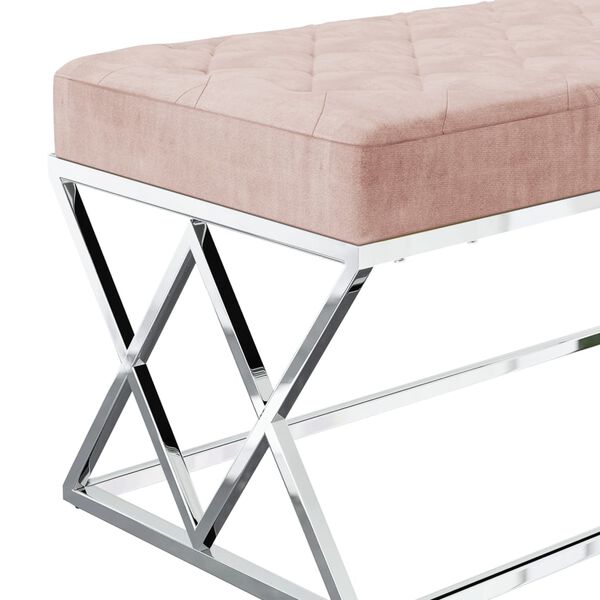 vidaXL Lavice růžov&aacute; samet a nerezov&aacute; ocel