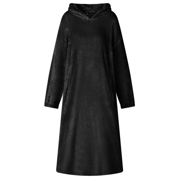 vidaXL Mikina s kapuc&iacute; Čern&aacute; m Flanel