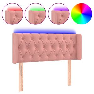 vidaXL Čelo postele s LED růžov&eacute; 103 x 16 x 78/88 cm samet