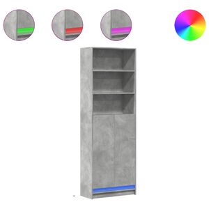 vidaXL Skř&iacute;ň highboard s LED betonově &scaron;ed&aacute; 69 x 32,5 x 200 cm kompozit