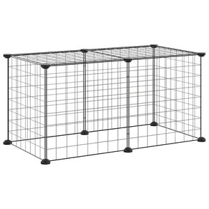 vidaXL 8panelov&aacute; ohr&aacute;dka pro zv&iacute;řata čern&aacute; 70x35x35 cm ocel